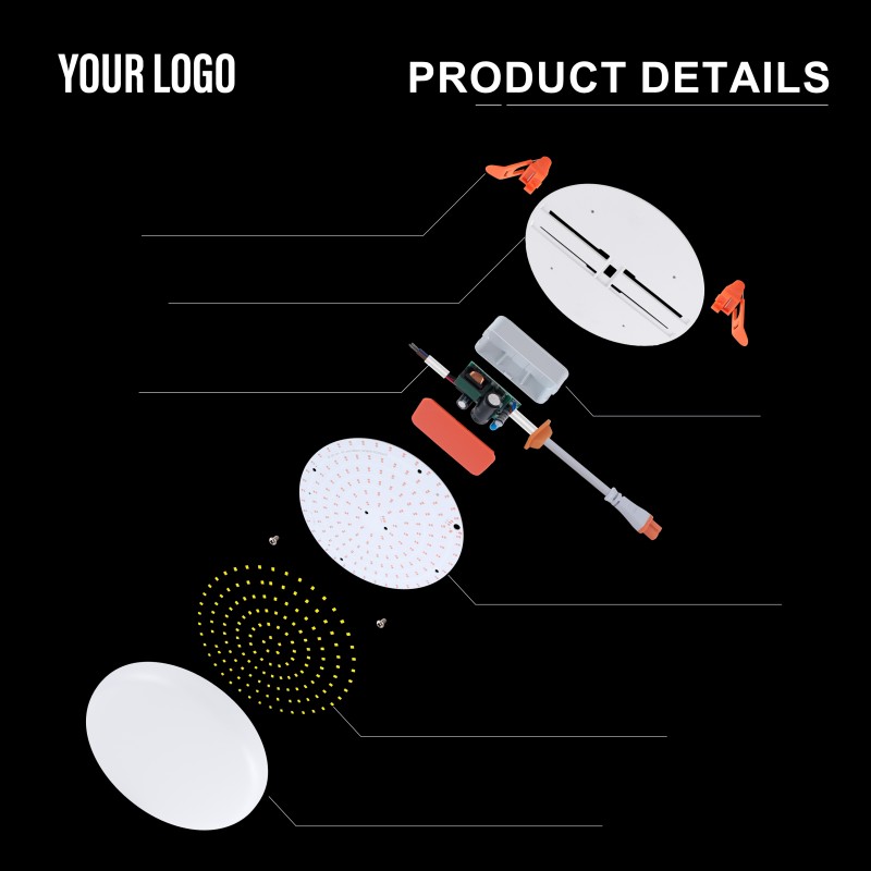 36 W vgradna LED svetilka brez okvirja, aluminij + PC, železo + PP